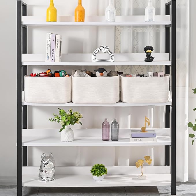 Large Storage Baskets for Organizing Shelves, Woven Cotton Rope Bins for Baby - Image 2