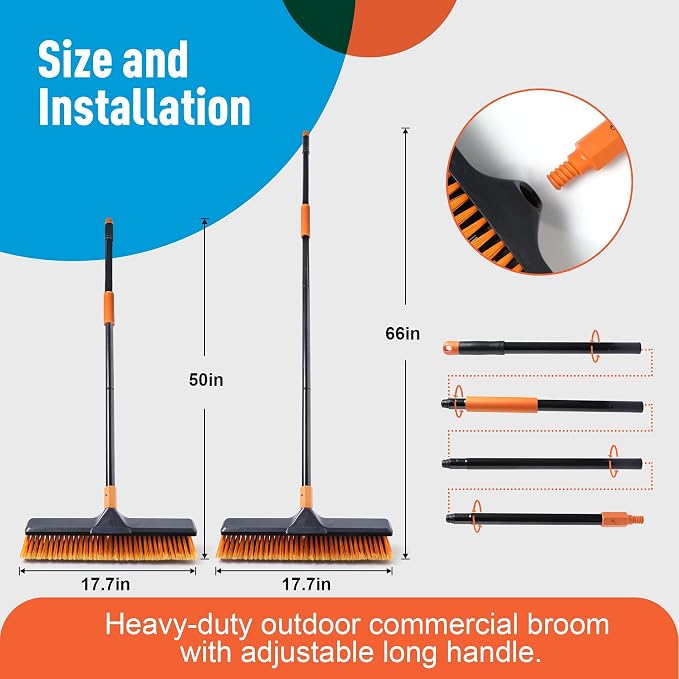 18" Push Broom Outdoor for Floor Cleaning - Image 3