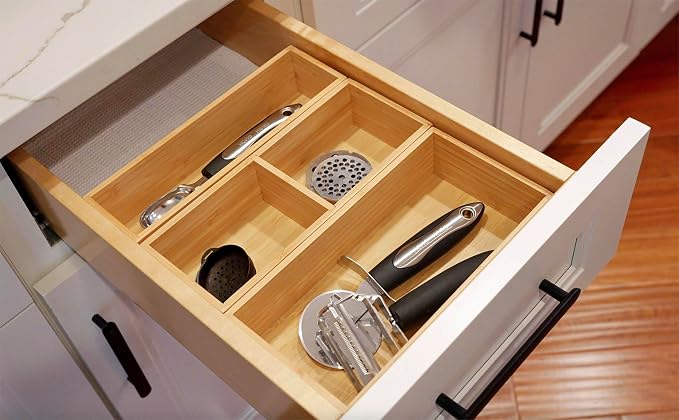 Umilife Drawer Organizer Storage Boxes, 2.5" High Bamboo Drawer Dividers - Image 4