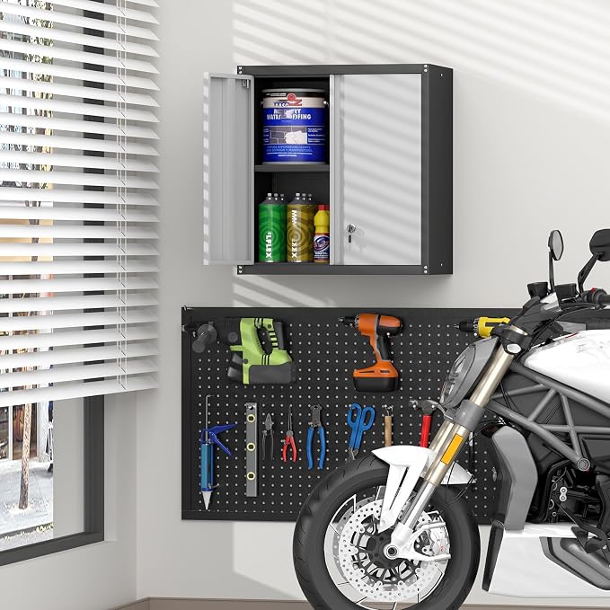 Metal Wall Cabinet, Garage Cabinets Wall Mounted, Locking Storage - Image 8
