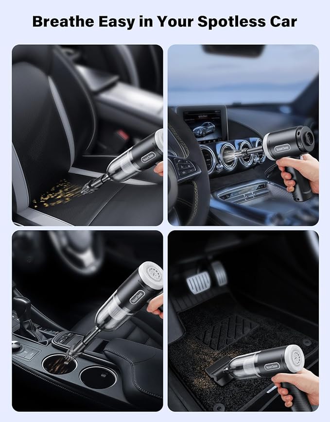 Car Vacuum Portable Cordless, 9000Pa Handheld Vacuum Mini Vacuum Cleaner High - Image 5