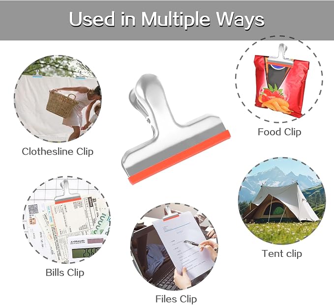 HOUSE AGAIN 12 Small Pack Stainless Steel Chip Bag Clips Covered - Image 5