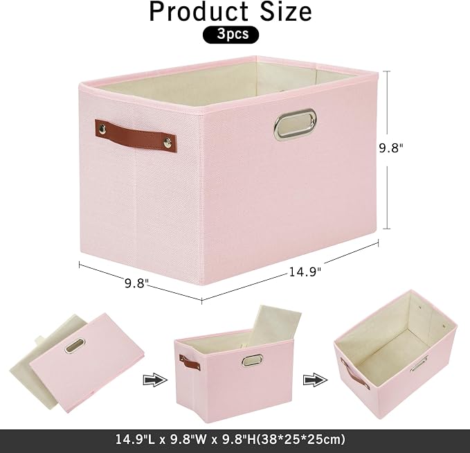Large 3-Pack Foldable Fabric Storage Bins - Image 2