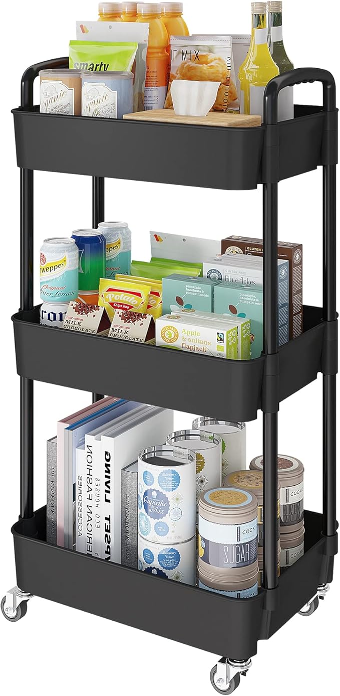 Laiensia 3-Tier Kitchen Storage Cart, Mobile Shelving Unit Cart by Laiensia