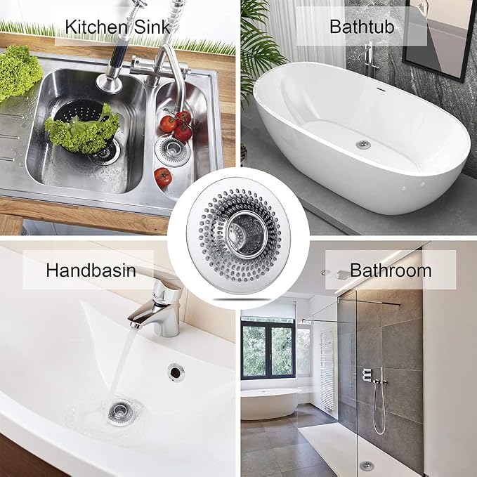 MFTEK Drain Hair Catcher Tub Drain Protector, Stainless Steel Bathtub Shower - Image 6