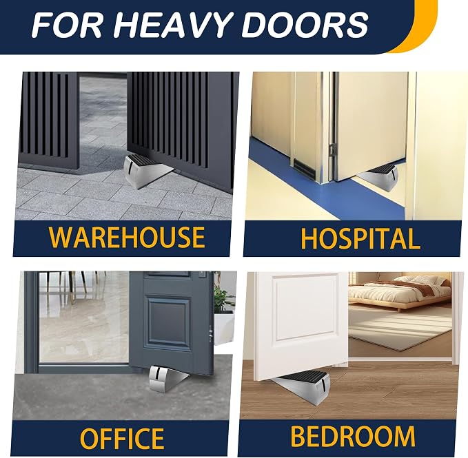 Heavy Duty Door Stopper Adjustable Spring Large Stoppers Wedge, Tall up to 3 - Image 3