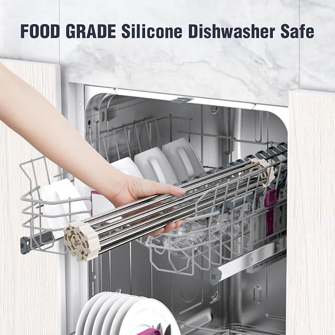 Tomorotec 17.7" x 15.5" Roll Up Dish Drying Rack Over Sink Drying Rack Sink - Image 7