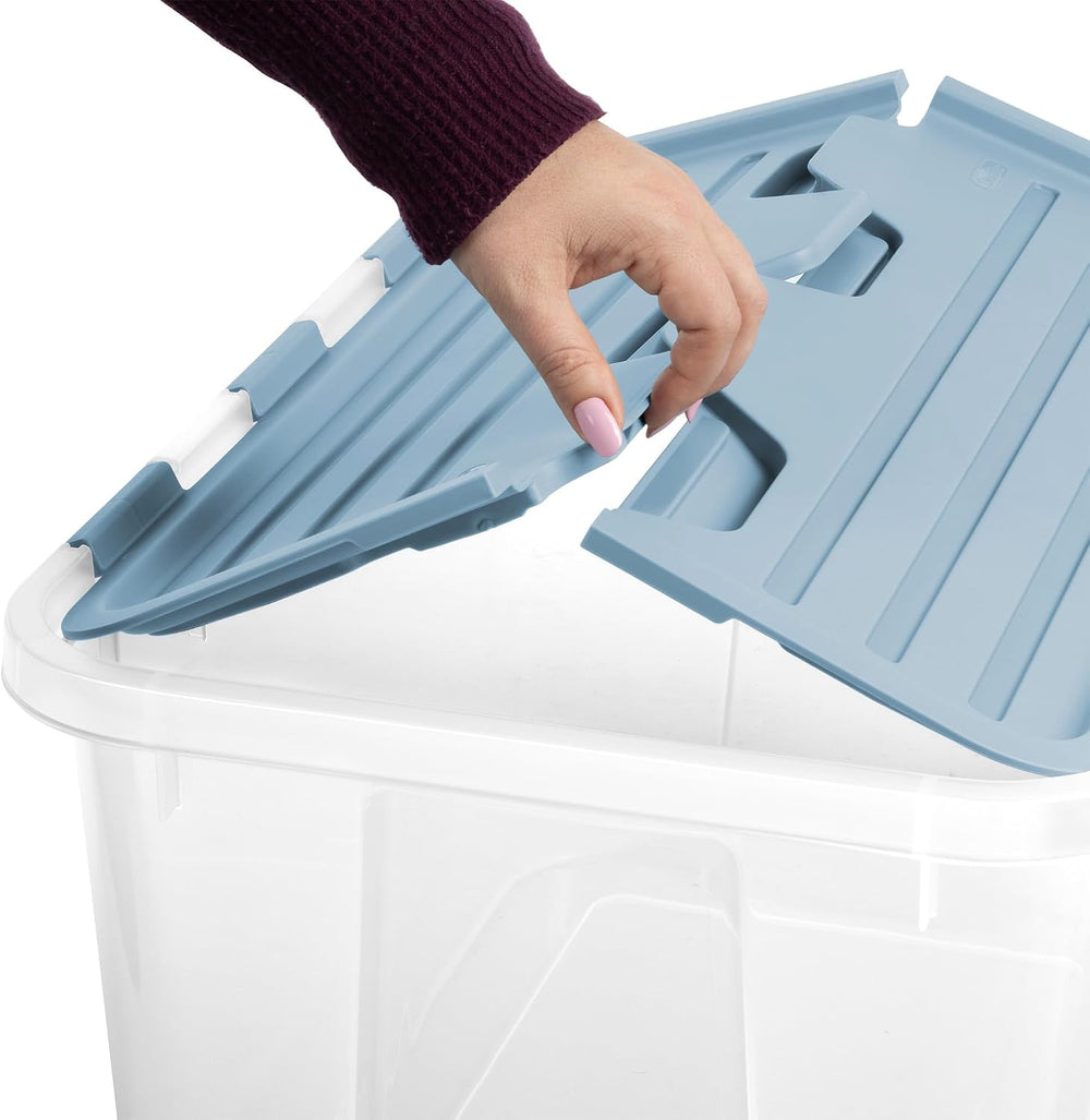 Sterilite Hinged Lid Storage Box, Plastic Container, 40 Quart, 6-Pack