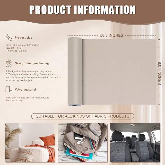 Azobur Couch Patches, Extra-Large Durable Fabric Tape, Waterproof, Self-Adhesive - Image 3