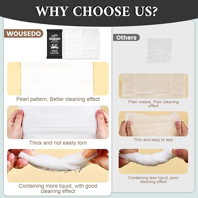 300 Pcs Ultra Thick Soft Large Body Wipes Individually Wrapped, Shower Wipes - Image 4
