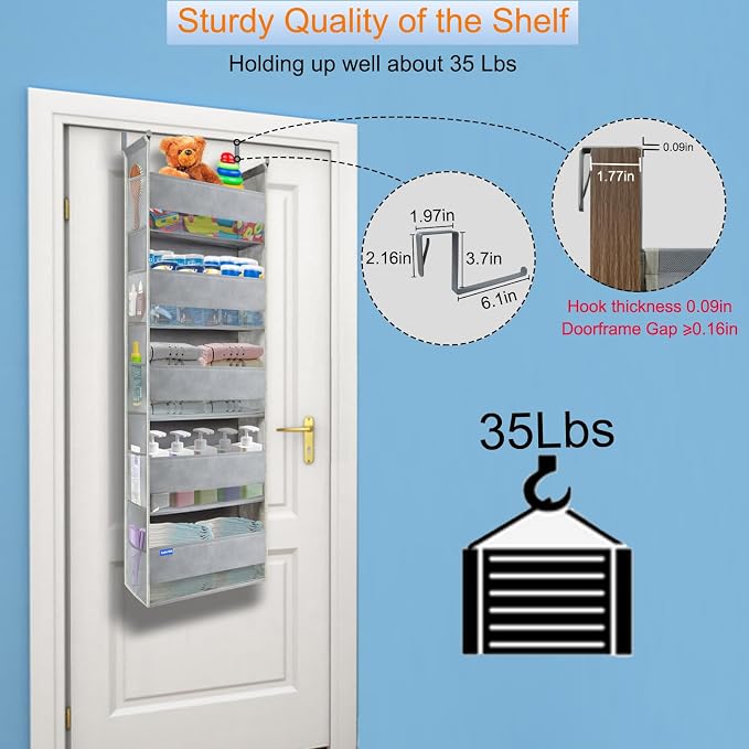 Extra Large Over The Door Organizer Storage 5-Shelves and 10 Side Pockets - Image 5