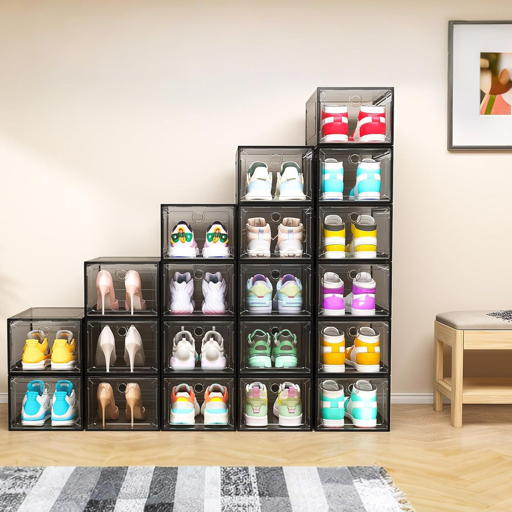 ARSTPEOE 12-Pack Shoe Storage Boxes Clear Magnetic Stackable