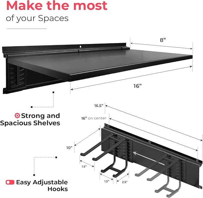 Heavy-Duty Garage Wall Storage System | Wall Mounted Tool Organizer Rack - Image 4