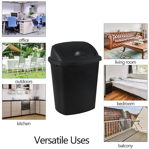 6 Gallon Swing Top Trash Can Outdoor and Indoor Recycle Bin, Plastic Garbage Can - Image 7