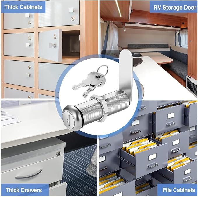Cabinet Lock with Keys, Heavy Duty Cabinet Cam Lock Set - Image 6
