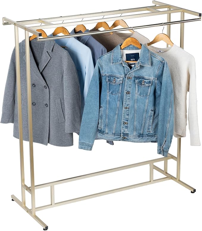 MyGift 4ft Tall Brass Tone Stainless Steel Freestanding Garment Rack, Heavy by MyGiftHome