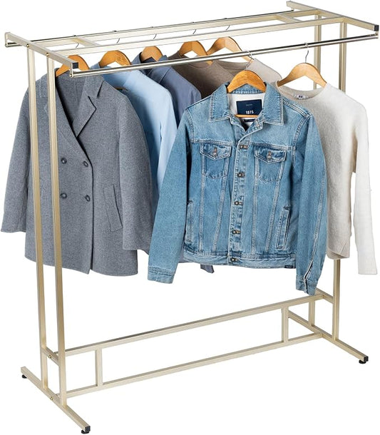 MyGift 4ft Tall Brass Tone Stainless Steel Freestanding Garment Rack, Heavy by MyGiftHome