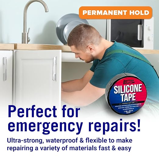 Black Heavy Duty Silicone Tape, Self-Fusing Rubber Hose and Plumbing Water Pipe - Image 3