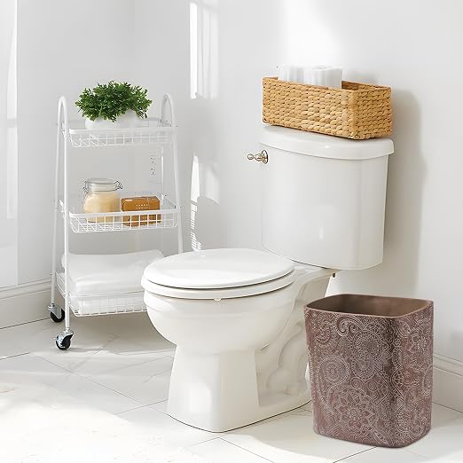 Polytree Boho Flowers Bathroom Trash Can 1.8 Gallon Small Kitchen Garbage Can - Image 5