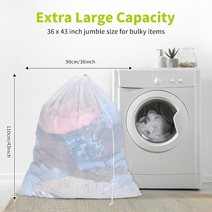 OTraki Large Mesh Laundry Bag 36 x 43 Inch Drawstring Laundry Wash Bags - Image 5
