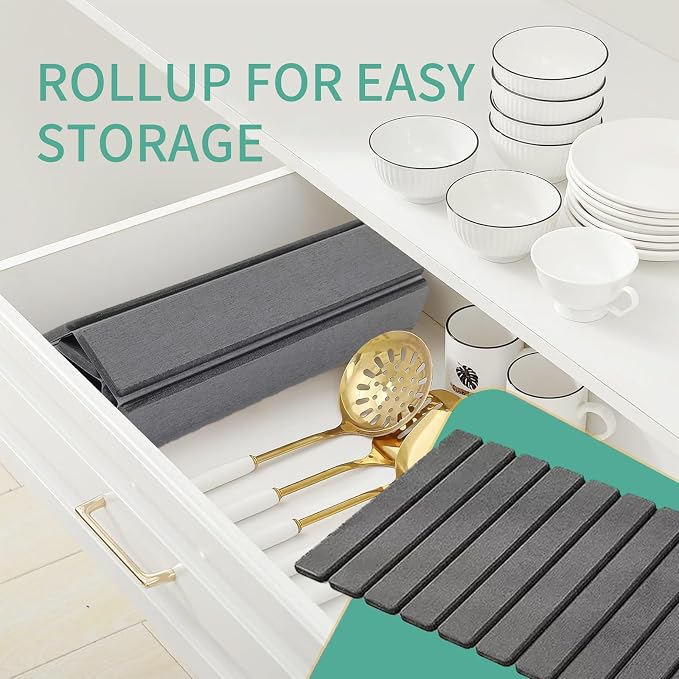 Stone Drying Mat for Kitchen Counter, Collapsible Dish Drying Mat, Fast Drying - Image 6