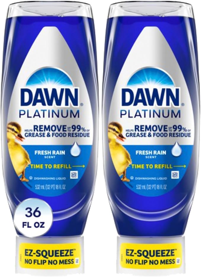 Dawn Platinum EZ-Squeeze Dish Soap, Dishwashing Liquid, Fresh Rain, 2x18oz by Dawn