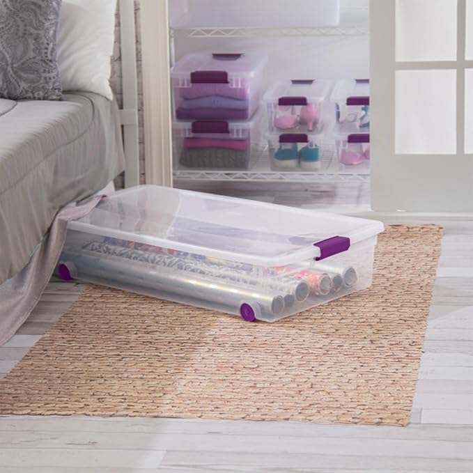 Sterilite 12-Pack ClearView Latch Box, Wheeled Underbed Organizer Bins - Image 6