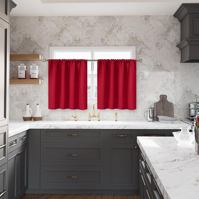 BGment Red Short Blackout Curtains 36 Inches Length - Image 4