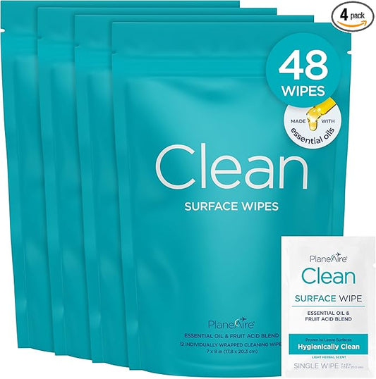 Clean Wipes | Surface Cleaning Wipes | Individually Wrapped Travel Wipes | All by PlaneAire