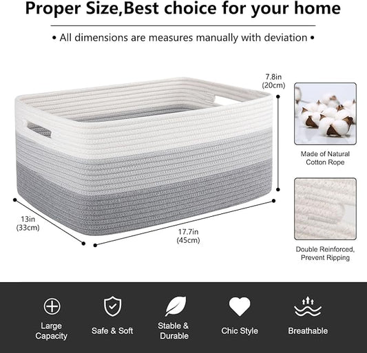 Large Storage Basket for Organizing, Woven Rope Basket for Shelves, Closet - Image 2