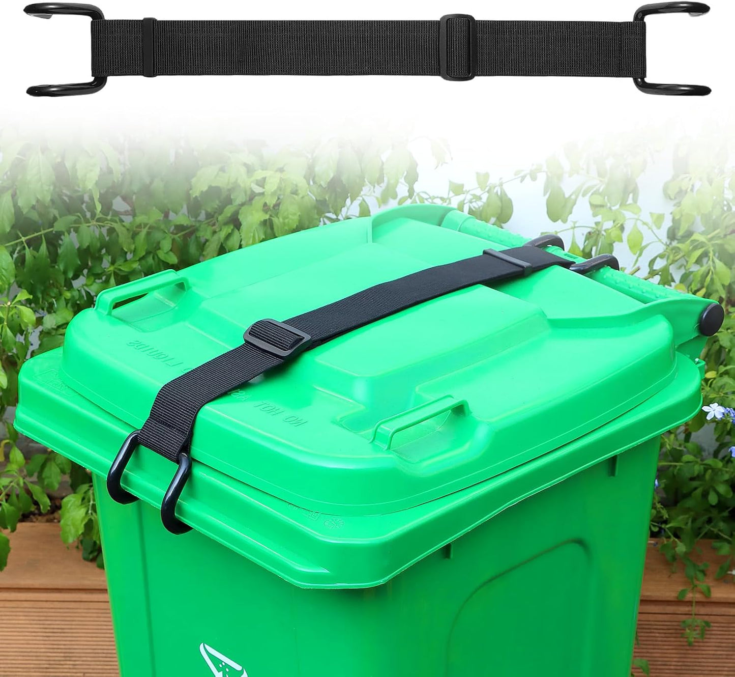 Metal Non-Slip Double Claw Trash Can Lid Lock, Adjustable Animal-Proof & Windproof Garbage Can Lock, Universal Fit for 28-96 Gallon Outdoor Bins (1)