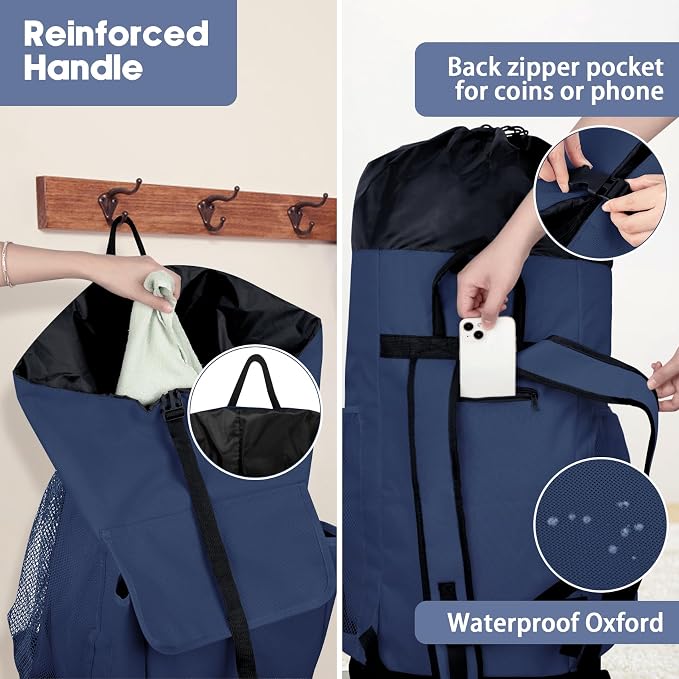 Laundry Backpack Bag, 132L Extra Large Heavy Duty Laundry Backpack - Image 4