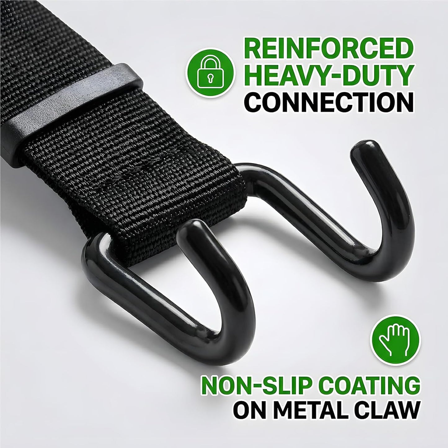Metal Double Claw Trash Can Lid Lock | Animal‑proof, windproof strap with universal fit for 28–96 gallon bins. Adjustable non‑slip hooks and no‑drill lid closure