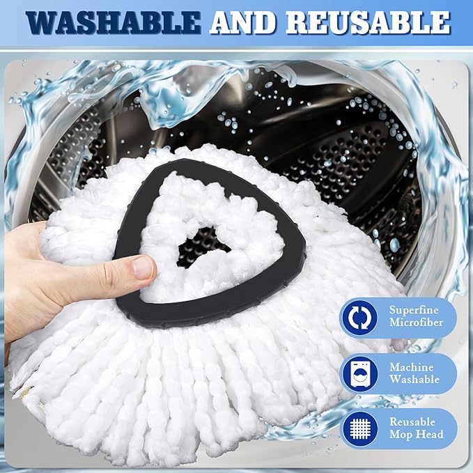 2 Pcs Mop Scrub Brush Head and 1 Mop Base Part Part Replacement Compatible - Image 4