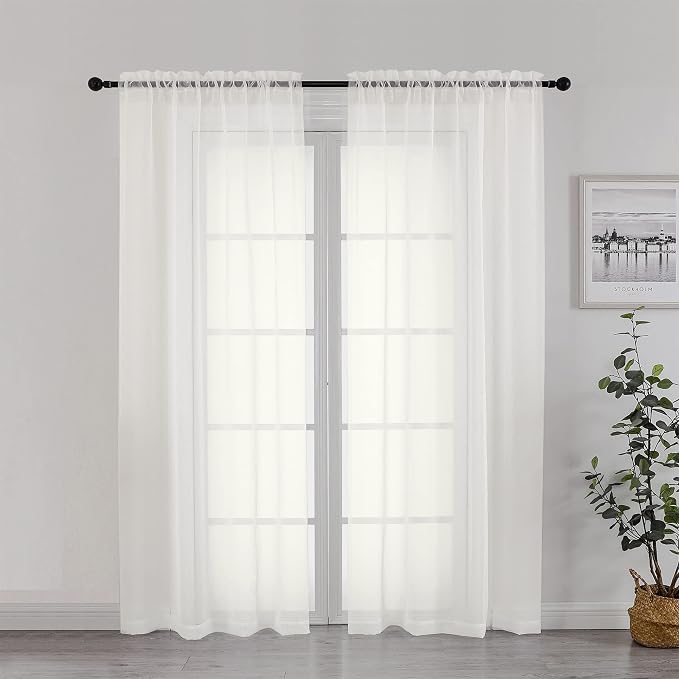 Chyhomenyc Sheer Curtains 72 Inch Length 2 Panels, Short Window Curtain Drapes by Chyhomenyc