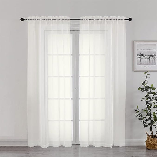 Chyhomenyc Sheer Curtains 72 Inch Length 2 Panels, Short Window Curtain Drapes by Chyhomenyc