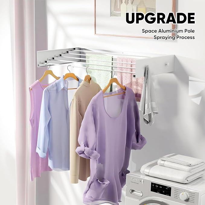 Clothes Drying Rack 31.5 inches Foldable Wall Mount Laundry Rack Folding Indoor - Image 8
