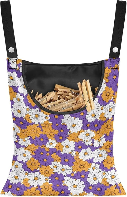 2 Pcs Clothes Pin Hanging Bag, Hippie Flower Multi-Functional Clothespin Bag by Unknown