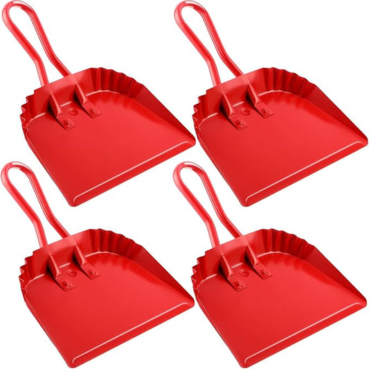 Mumufy 4 Pack 12 inch Heavy Duty Metal Dustpan Large Wide Dust Pans by Mumufy