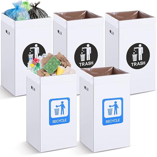 Tioncy 5 Pcs 40 Gallon Corrugated Cardboard Trash Cans Recycling Bins by Tioncy