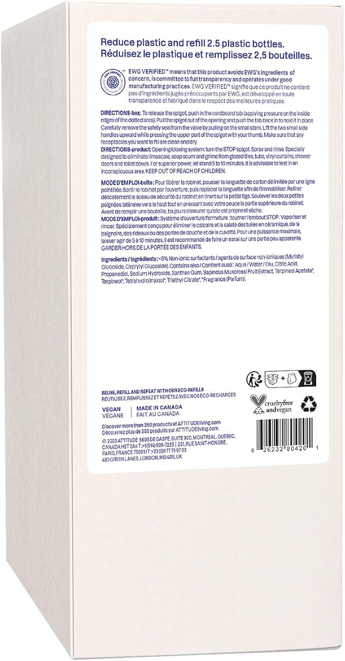 ATTITUDE Bathroom Cleaner Spray Refill, EWG Verified, Plant-Based & Vegan - Image 8