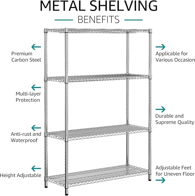 IZEUK 3400 LBS Garage Shelving Wide Storage Shelves 4 Tier Metal Shelves Heavy - Image 5