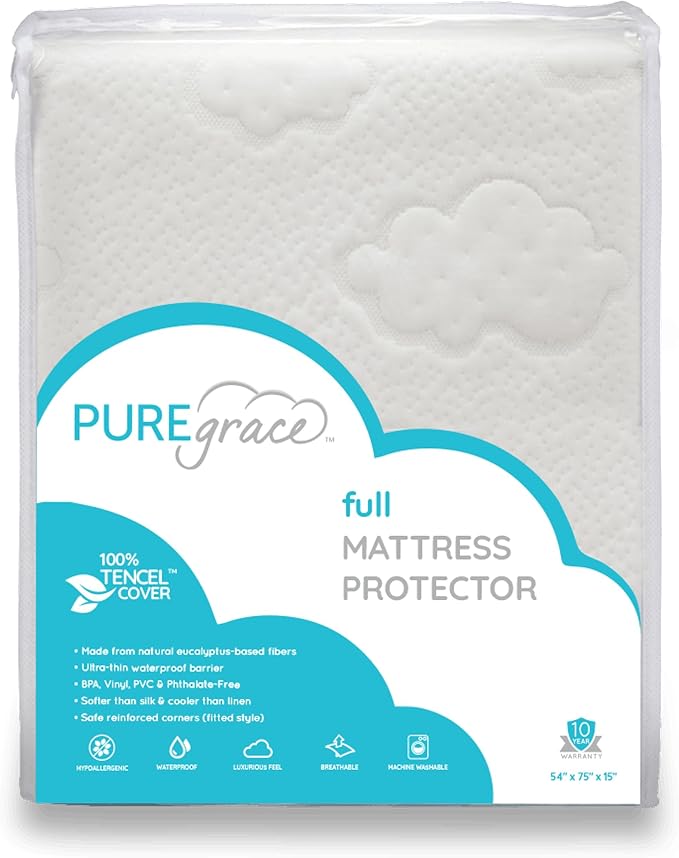 PUREgrace Tencel Mattress Protector – Waterproof, Noiseless Cover by PUREgrace
