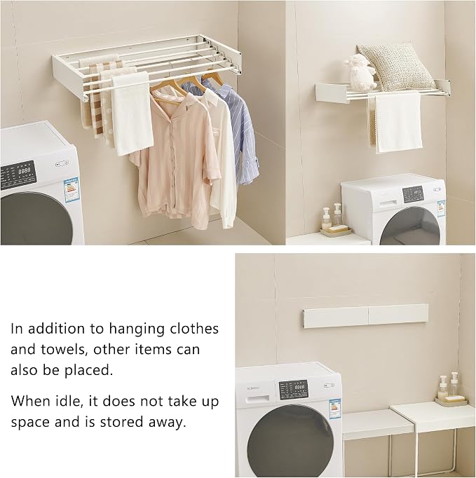 JOOM Laundry Drying Rack Collapsible, Wall Mounted Clothes Drying Rack - Image 7
