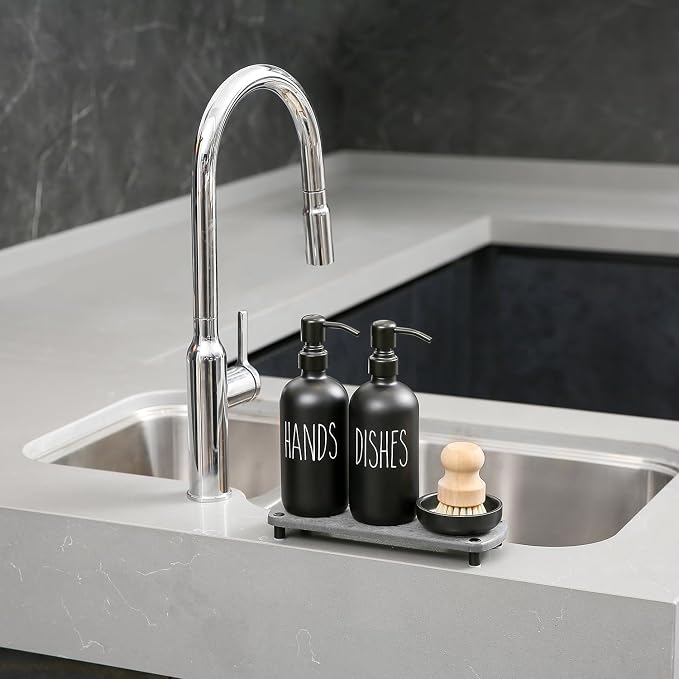 MOMEEMO Matte Black Soap Dispenser Set Comes - Image 5