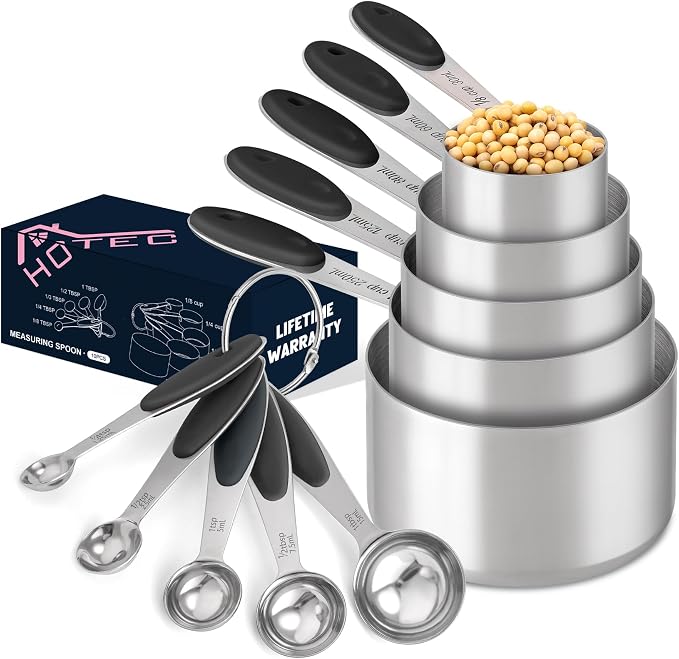 HOTEC 10-PACK Measuring Cups and Spoons Set, Kitchen Gadagets Cooking Baking by Hotec