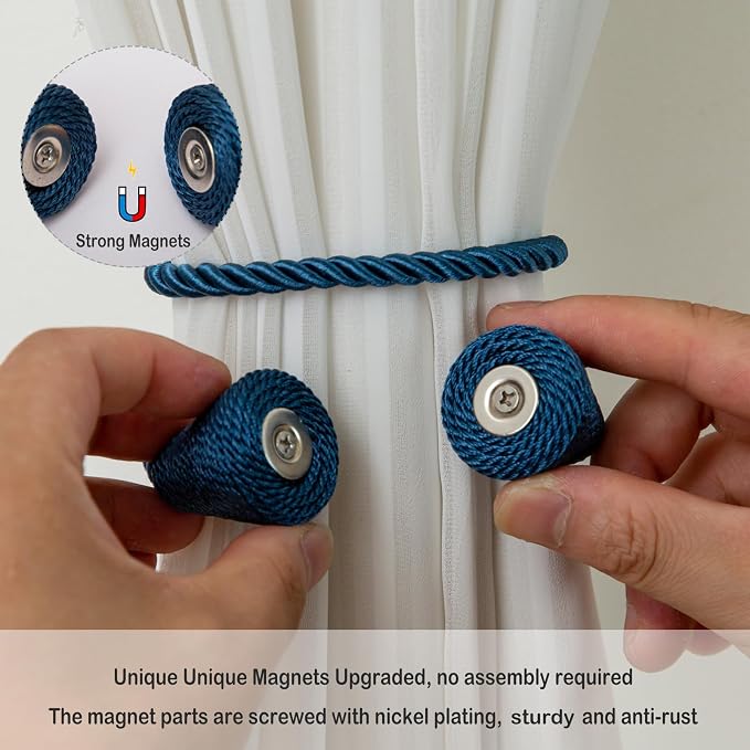 Magnetic Curtain Tiebacks 8 Pack Outdoor Rope Curtain Tie Backs Decorative - Image 3