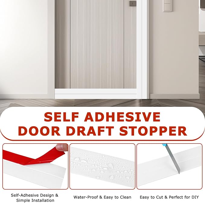 Weather Stripping Self Adhesive Door Draft Stopper Flexible Shower Door Bottom - Image 4