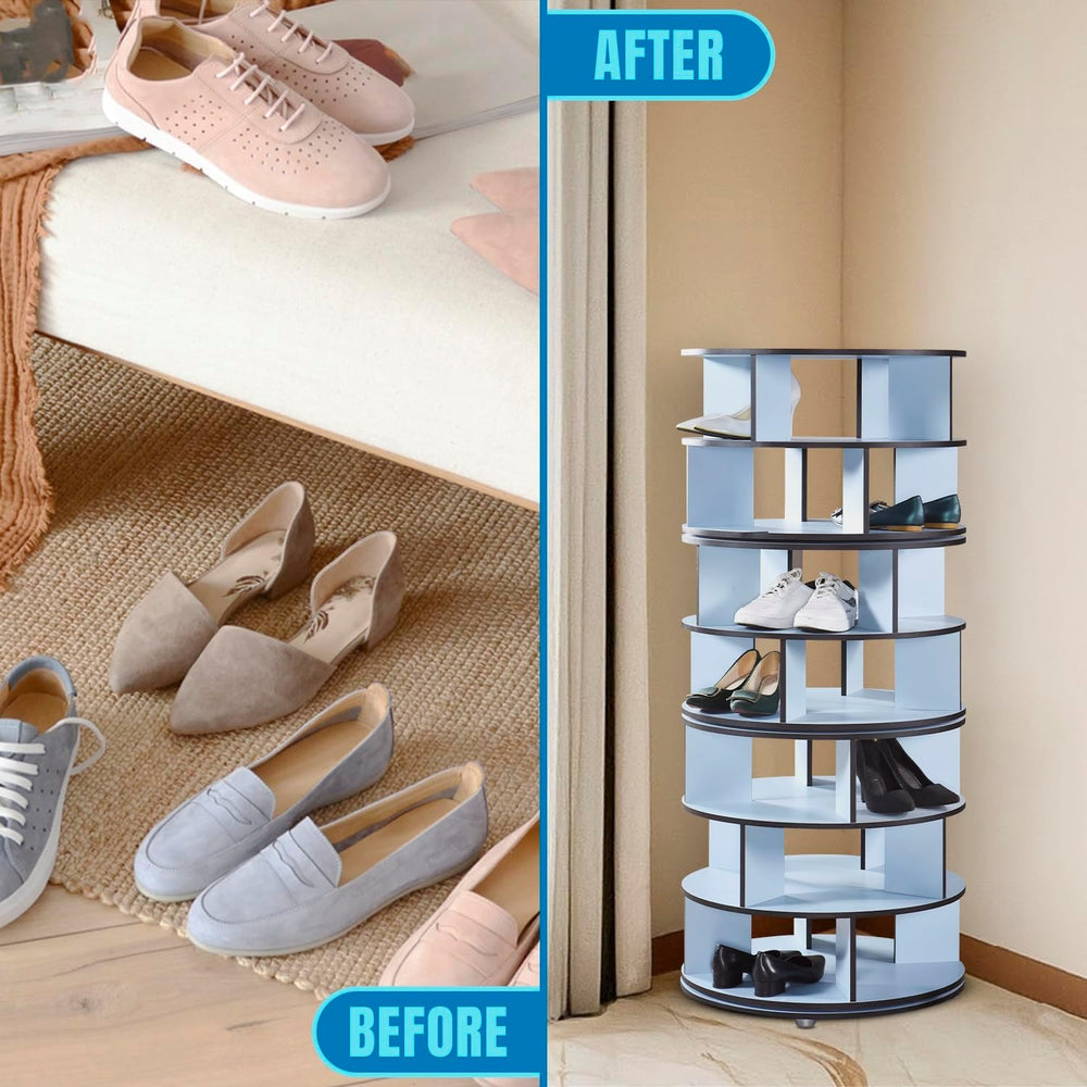 Kings Brand Furniture - 7-Tier Rotating Shoe Rack, 360° Revolving Lazy Susan ...