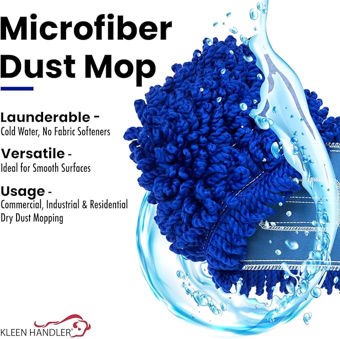 Kleen Handler 24 inch Microfiber Dust Mop | Medium Washable Commercial Mop Head - Image 7